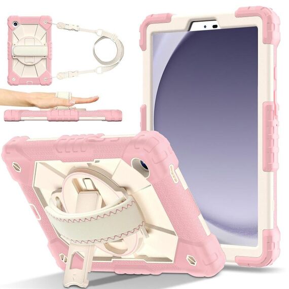 Per Samsung Galaxy Tab A9 Contrast Color Robot Custodia per tablet PC ibrida in silicone (oro rosa beige)