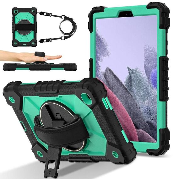 Per Samsung Galaxy Tab A7 Lite Contrast Color Robot Custodia per tablet PC ibrida in silicone (nero verde menta)
