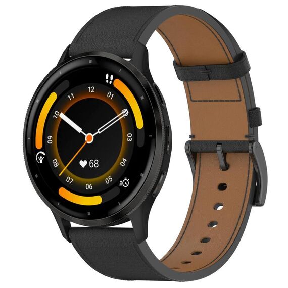 For Garmin Venu 3 Press Button 22mm Leather Watch Band(Black)