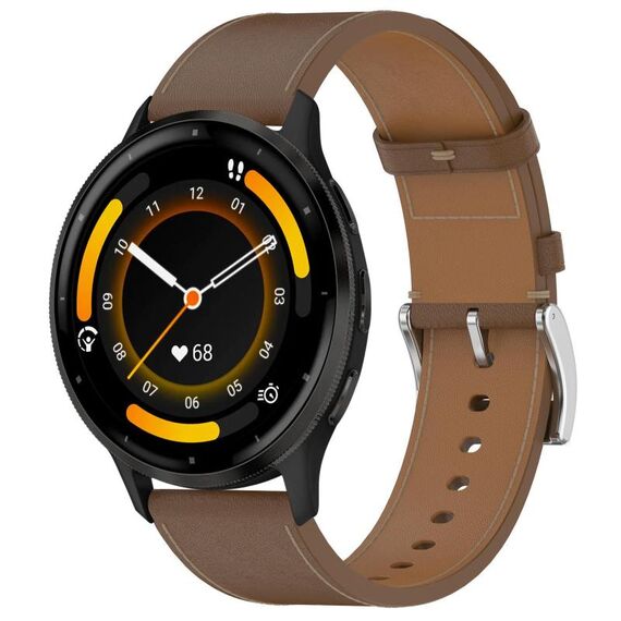 For Garmin Venu 3 Press Button 22mm Leather Watch Band(Brown)