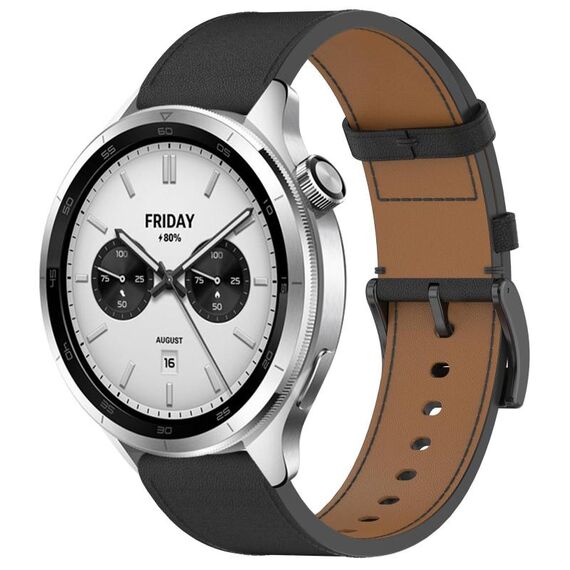 For Xiaomi Watch S4 Press Button 22mm Leather Watch Band(Black)