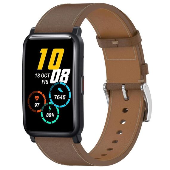 For Honor Watch ES / Magic Watch 2 42mm Press Button 20mm Leather Watch Band(Brown)