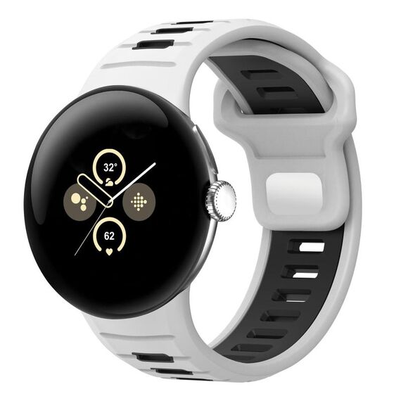 For Google Pixel Watch 3 45mm Two Color Reverse Buckle Silicone Watch Band(White Black)