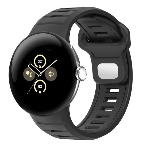 For Google Pixel Watch 3 45mm Two Color Reverse Buckle Silicone Watch Band(Black)
