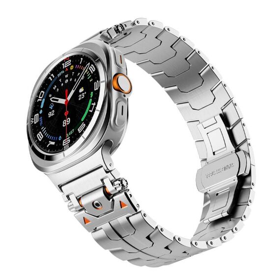 For Samsung Galaxy Watch 7 Ultra 47mm Stainless Steel Butterfly Buckle Metal Watch Band(Silver)