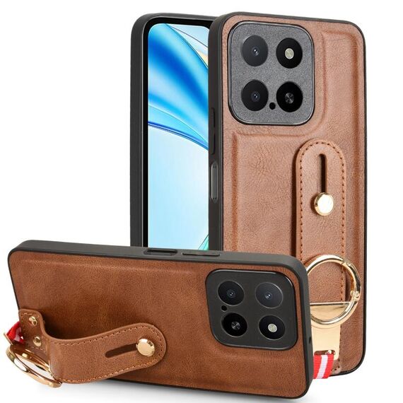 Per Honor X5b 4G / X5b Plus 4G Custodia per telefono con cinturino in pelle (marrone)