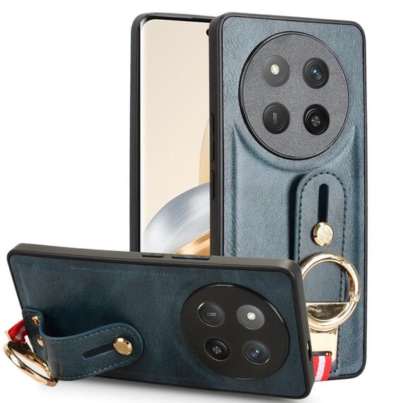 Per Honor X60 Pro 5G / X9C 5G Custodia per telefono con cinturino in pelle (blu)