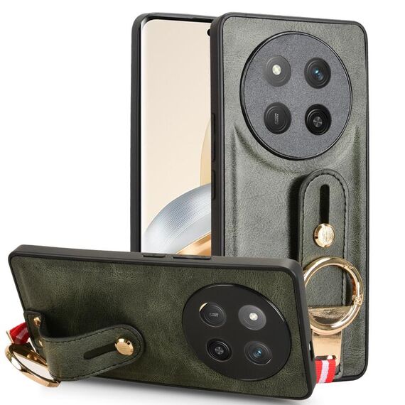Per Honor X60 Pro 5G / X9C 5G Custodia per telefono con cinturino in pelle (verde)