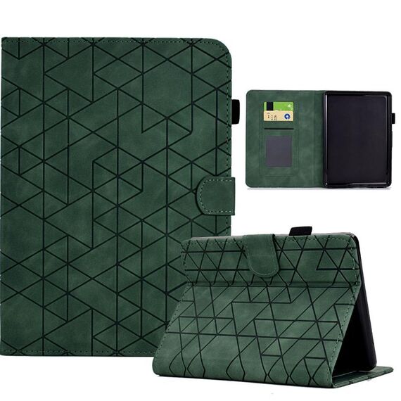 Per Amazon Kindle Paperwhite 12a generazione 2024 Custodia per tablet in pelle intelligente in TPU Rhombus (verde)