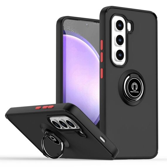 Per Infinix Hot 50 Pro 4G Q Shadow 1 Series TPU + PC Custodia per telefono con anello (nero + rosso)