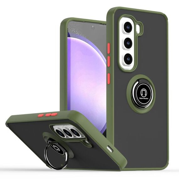 Per Infinix Hot 50 Pro 4G Q Shadow 1 Series TPU + PC Custodia per telefono con anello (verde militare)