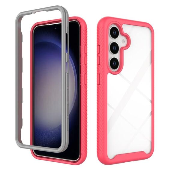 Per Samsung Galaxy S24 5G Starry Sky Tinta Unita Antiurto TPU Trasparente PC Custodia per Telefono (Rosa)