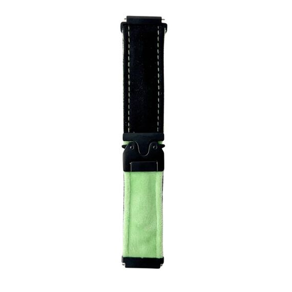 Cinturino per orologio in peluche spazzolato con bottone a pressione da 22 mm (nero vetro verde)