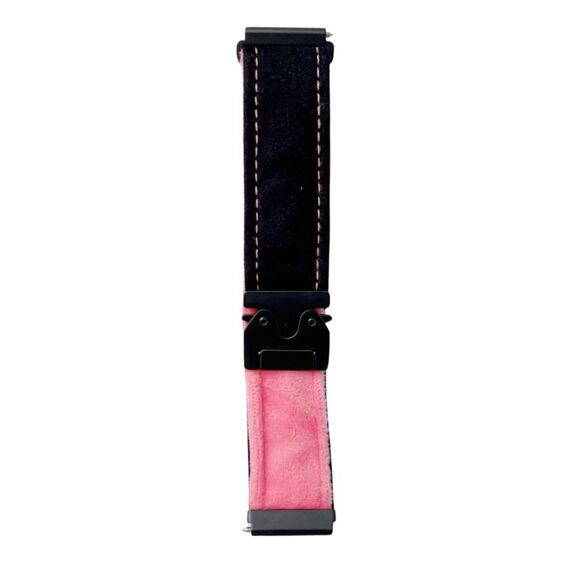 Per Samsung Galaxy Watch 7/6/5 Snap Button Spazzolato Peluche Cinturino Orologio (Nero Rosa)