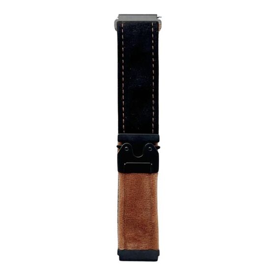 Per Samsung Galaxy Watch 7/6/5 Cinturino per orologio in peluche spazzolato con bottone a pressione (nero marrone scuro)