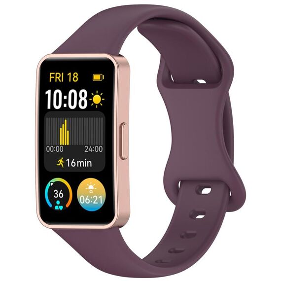 Per Huawei Band 9 / 8 Slim Reverse Buckle Cinturino in silicone (viola fumo)