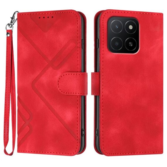 Per Honor X5b / X5b Plus Custodia per telefono in pelle con motivo a linee globali (rosso)