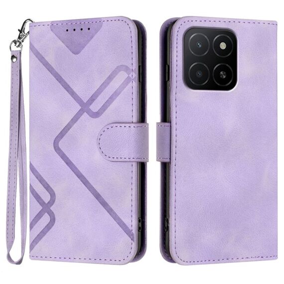 Custodia per telefono in pelle con motivo a linee globali per Honor X5b / X5b Plus (viola chiaro)