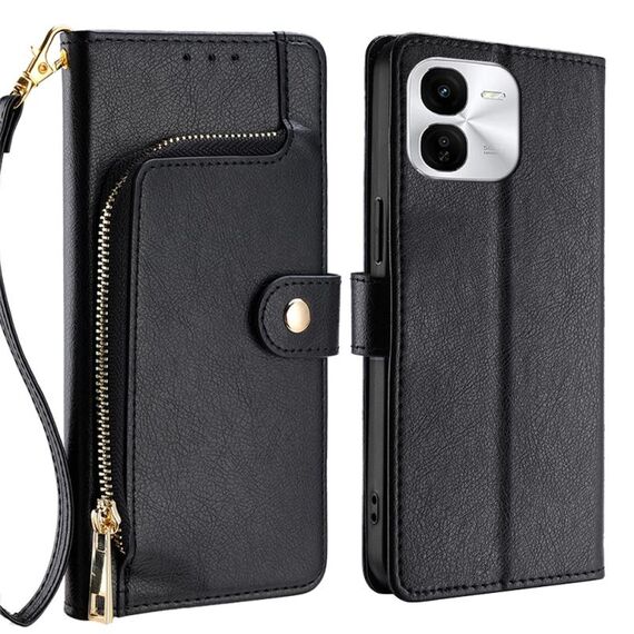 Per vivo iQOO Z9x 5G Custodia in pelle con cerniera (nero)