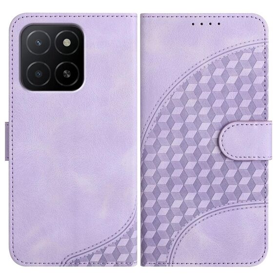Custodia in pelle per telefono con testa di elefante in rilievo per Honor X5b / X5b Plus Global con cordino (viola chiaro)