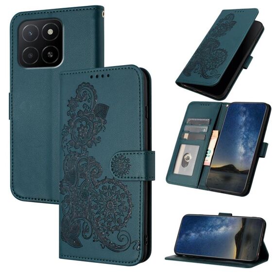 Per Honor X5b / X5b Plus Global Datura Flower Custodia in pelle con stampa flip (verde scuro)