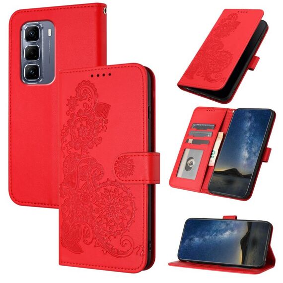 Per Infinix Hot 50 Pro+ 4G Datura Flower Custodia in pelle con stampa flip (rosso)