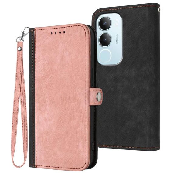 Per vivo Y19s Global Side Buckle Double Fold Custodia in pelle per telefono cellulare (rosa)