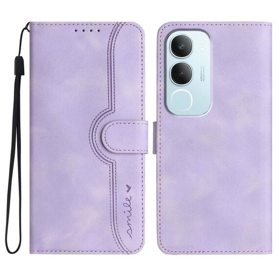 Per vivo Y19s Global Heart Pattern Custodia in pelle per telefono (viola)