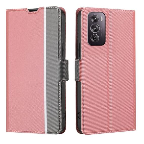 Per OPPO Reno12 Pro 5G Global Twill Texture Custodia in pelle con pulsanti laterali (rosa)