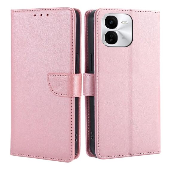 Per vivo iQOO Z9x 5G Custodia per telefono in pelle con fibbia a ribalta con texture in vitello (oro rosa)