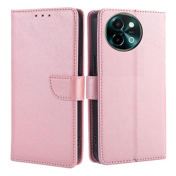 Per vivo Y38 5G / T3x Custodia per telefono in pelle con fibbia a ribalta con texture di vitello globale (oro rosa)