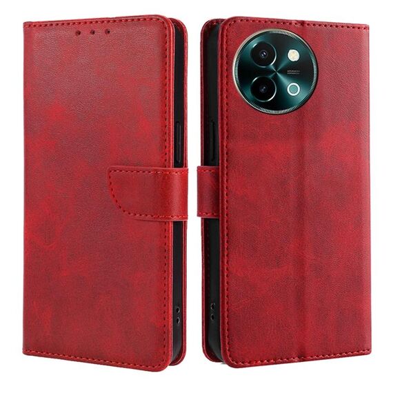 Per vivo Y38 5G / T3x Custodia per telefono in pelle con fibbia a ribalta con texture di vitello globale (rosso)