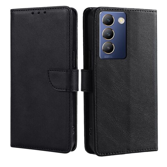 Per vivo Y100 5G IDN Custodia per telefono in pelle con fibbia a ribalta con texture in vitello (nero)
