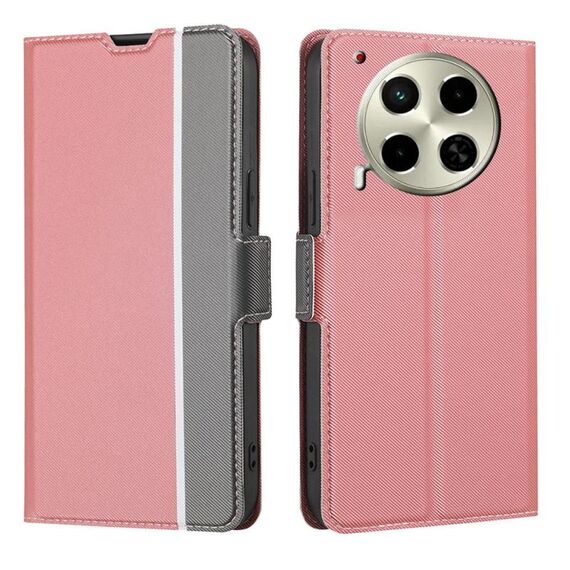 Per Tecno Camon 30 Twill Texture Custodia in pelle con bottoni laterali (rosa)