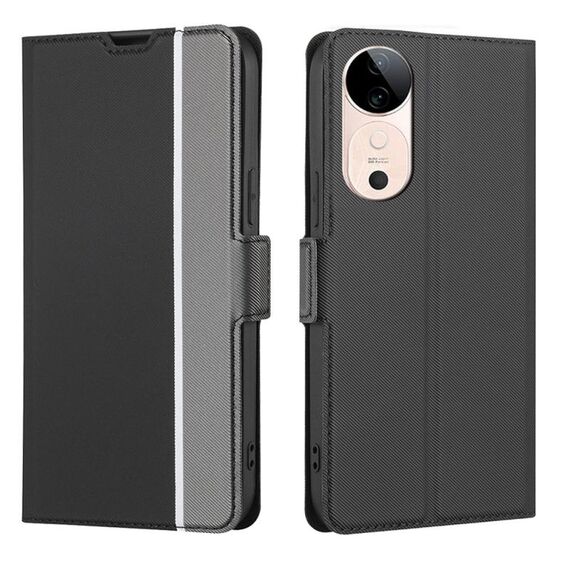 Per vivo S19 Twill Texture Custodia in pelle con pulsanti laterali (nero)