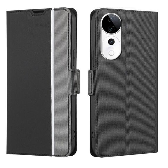 Per vivo S19 Pro Twill Texture Custodia in pelle con pulsanti laterali (nero)