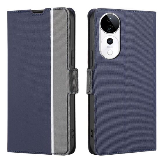 Per vivo S19 Pro Twill Texture Custodia in pelle con pulsanti laterali (blu)