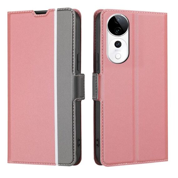 Per vivo S19 Pro Twill Texture Custodia in pelle con pulsanti laterali (rosa)