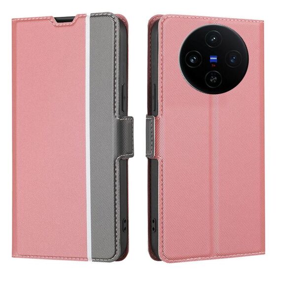 Per vivo X100s Twill Texture Custodia in pelle con pulsanti laterali (rosa)