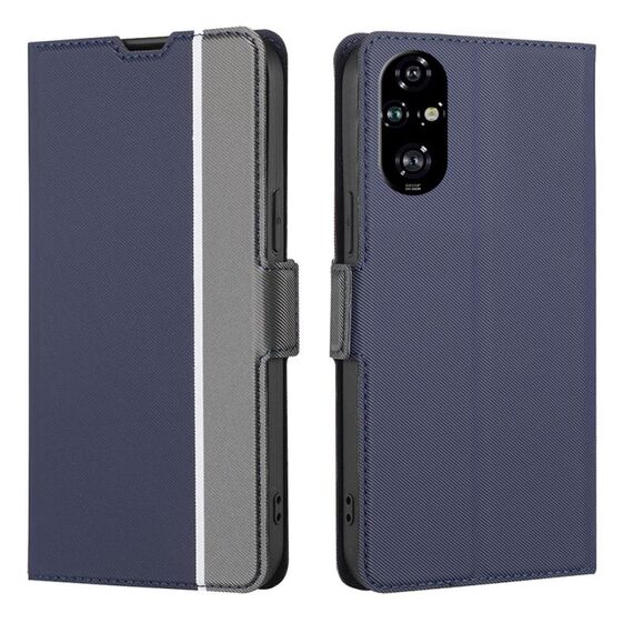Per Honor 200 Pro 5G Custodia in pelle con pulsanti laterali in twill texture (blu)