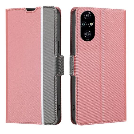 Per Honor 200 Pro 5G Custodia in pelle con pulsanti laterali in twill texture (rosa)