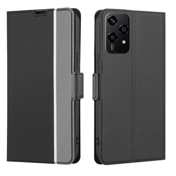 Per Honor 200 Lite 5G Custodia per telefono in pelle con pulsanti laterali in twill texture globale (nero)