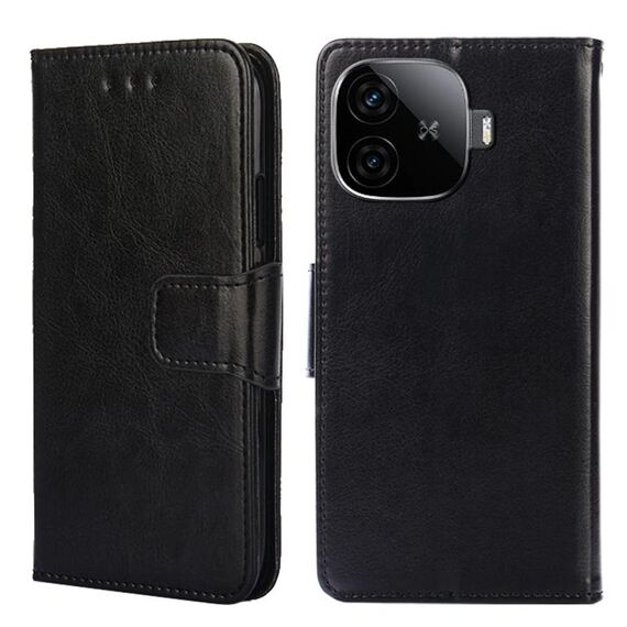 Per vivo iQOO Z9 Turbo Crystal Texture Custodia in pelle per telefono (nero)