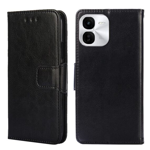 Per vivo iQOO Z9x 5G Custodia in pelle con texture di cristallo (nero)