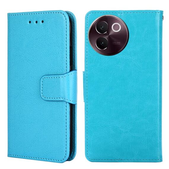 Per vivo V30e 5G Custodia per telefono in pelle con texture di cristallo globale (blu cielo)