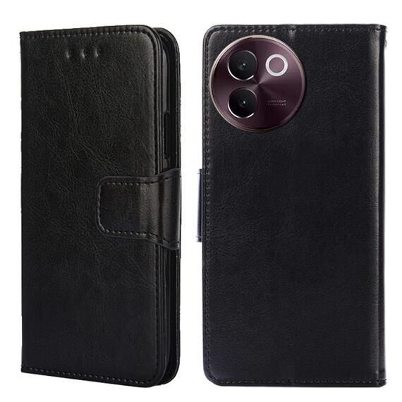 Per vivo V30e 5G Custodia per telefono in pelle con texture di cristallo globale (nero)