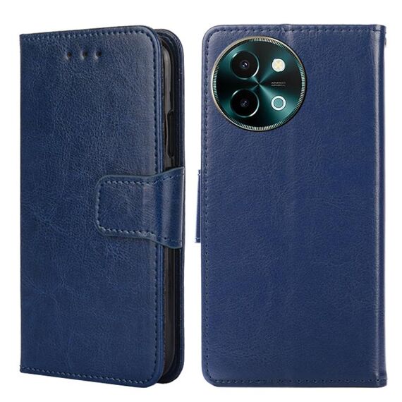 Per vivo Y38 5G / T3x Custodia per telefono in pelle con texture di cristallo globale (blu reale)