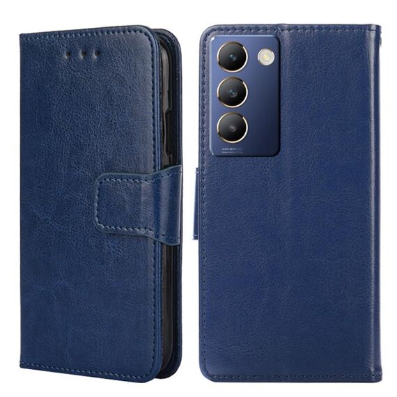 Per vivo Y100 5G IDN Custodia in pelle con texture di cristallo (blu reale)
