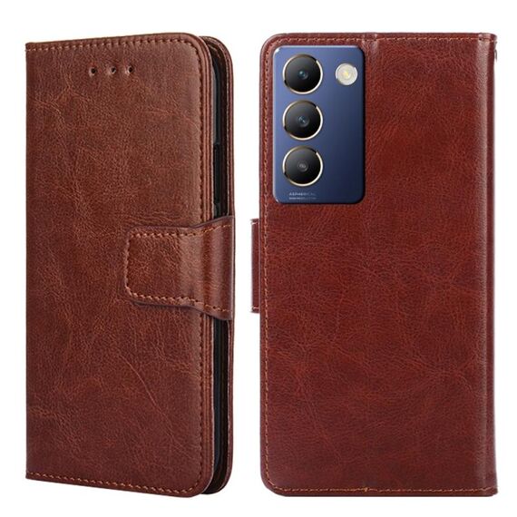 Per vivo Y100 5G IDN Custodia in pelle con texture di cristallo (marrone)