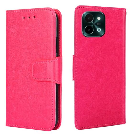 Per vivo Y28 4G Custodia in pelle con texture di cristallo (rosso rosa)